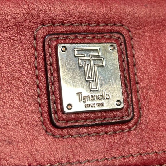 Tignanello Womens Accordion Wallet Purse Genuine Leather Snap Button Closure Red - Picture 4 of 17